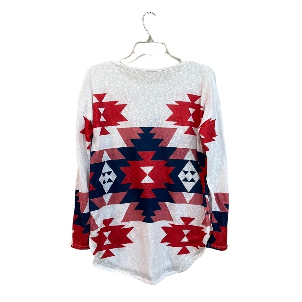Women’s L Multicolor Aztec Southwestern Geometric Tunic Top Long Sleeve NWOT!! - Picture 2 of 3